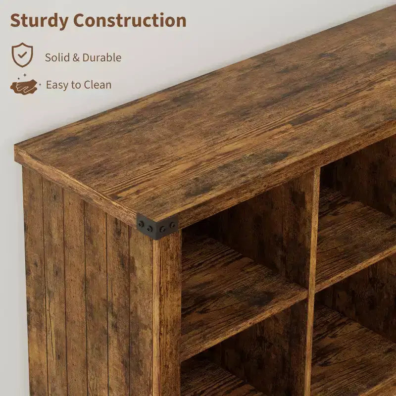 Libreria a 2 ripiani a 8 cubi, Libreria orizzontale in legno stile rustico/country, Armadietto libreria, Organizer contenitore
