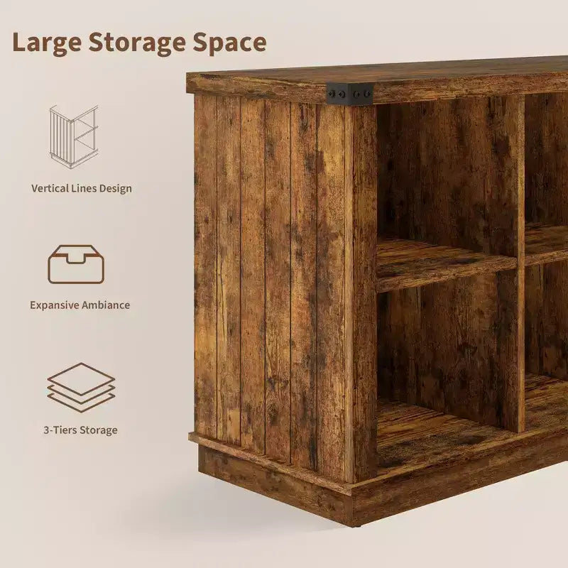 Libreria a 2 ripiani a 8 cubi, Libreria orizzontale in legno stile rustico/country, Armadietto libreria, Organizer contenitore
