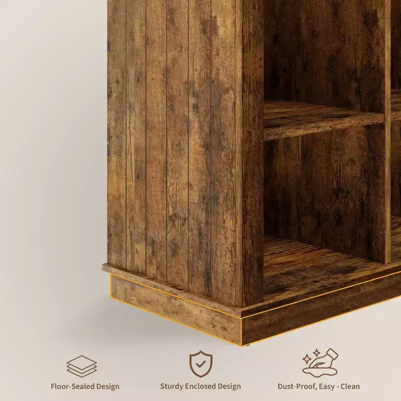 Libreria a 2 ripiani a 8 cubi, Libreria orizzontale in legno stile rustico/country, Armadietto libreria, Organizer contenitore