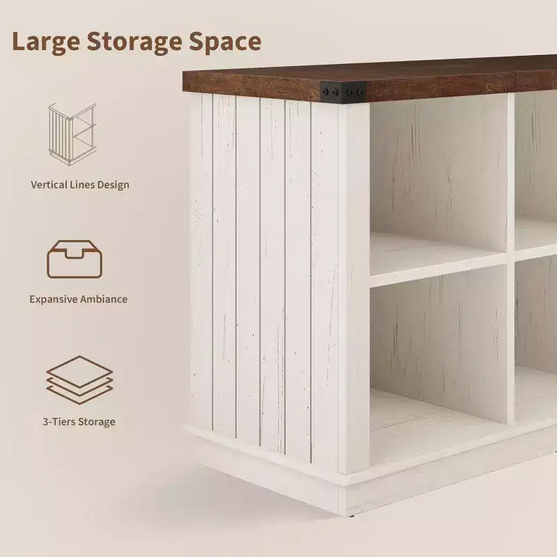 Libreria a 2 ripiani a 8 cubi, Libreria orizzontale in legno stile rustico/country, Armadietto libreria, Organizer contenitore