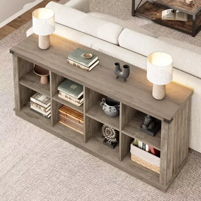 Libreria a 2 ripiani a 8 cubi, Libreria orizzontale in legno stile rustico/country, Armadietto libreria, Organizer contenitore