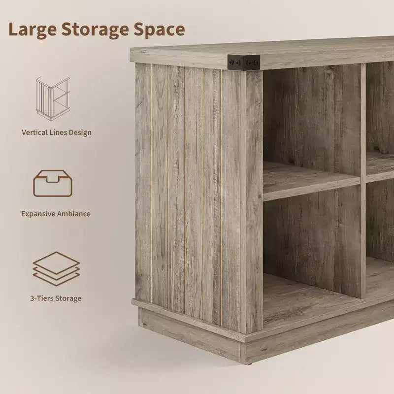 Libreria a 2 ripiani a 8 cubi, Libreria orizzontale in legno stile rustico/country, Armadietto libreria, Organizer contenitore