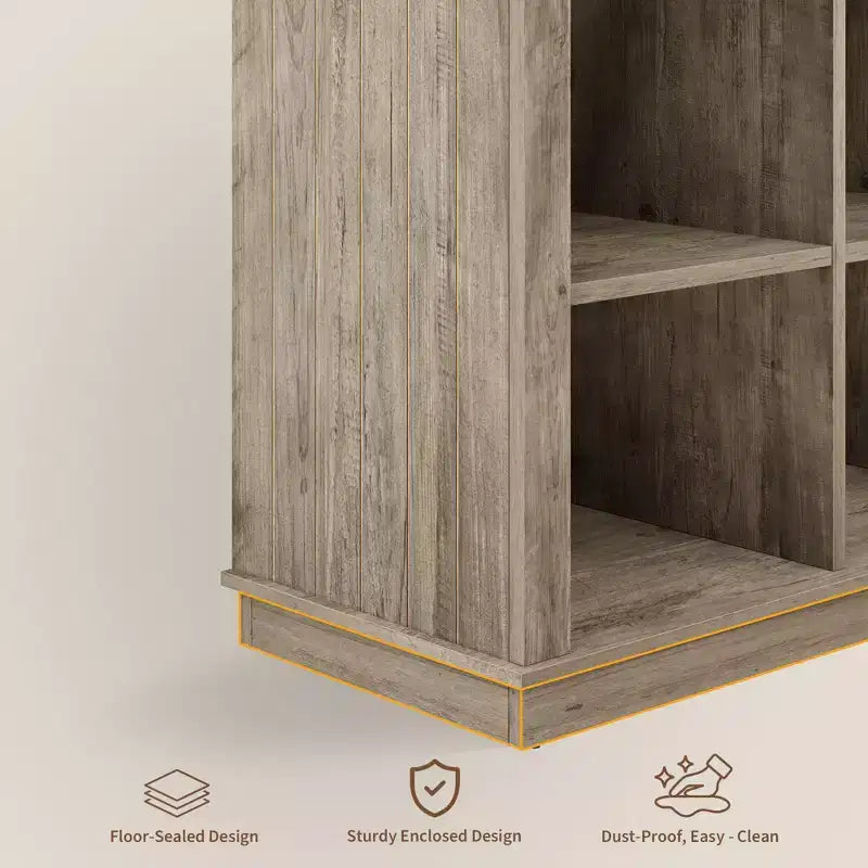 Libreria a 2 ripiani a 8 cubi, Libreria orizzontale in legno stile rustico/country, Armadietto libreria, Organizer contenitore
