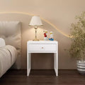 Nightstand End Table Minimalist Sofa Side Table Accent Table with Drawer, White - ModernLuxe