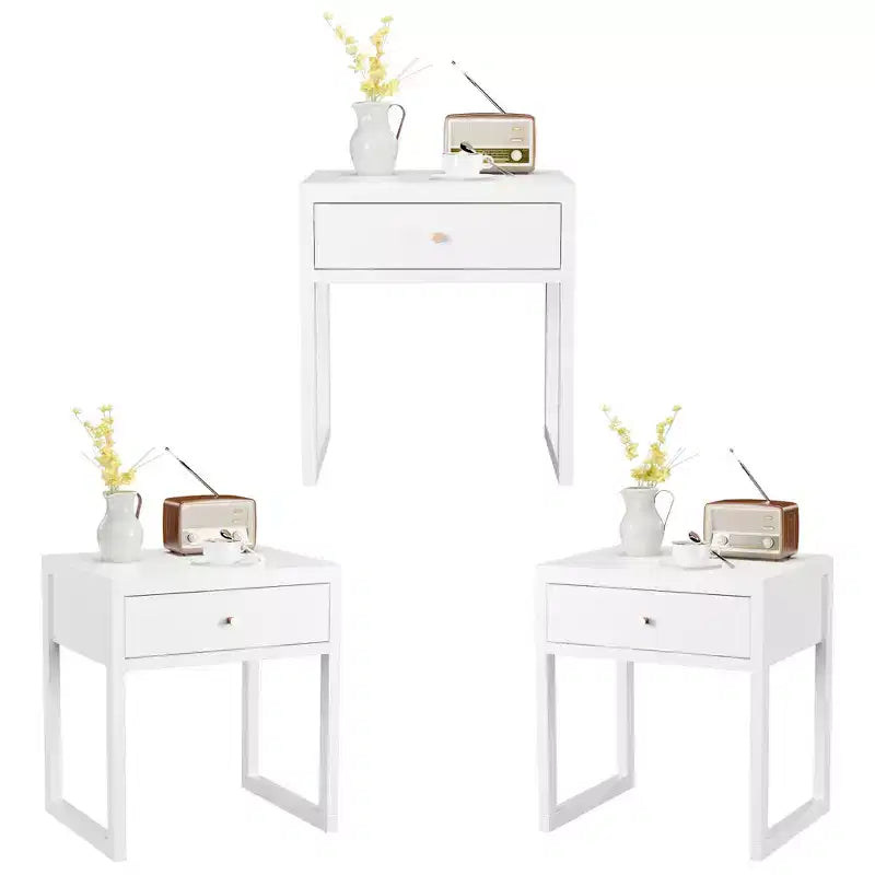 Comodino Tavolino da Caffè Minimalista Tavolino Divano con Cassetto, Bianco - ModernLuxe