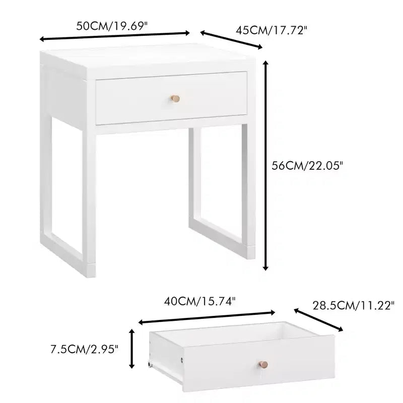 Comodino Tavolino da Caffè Minimalista Tavolino Divano con Cassetto, Bianco - ModernLuxe