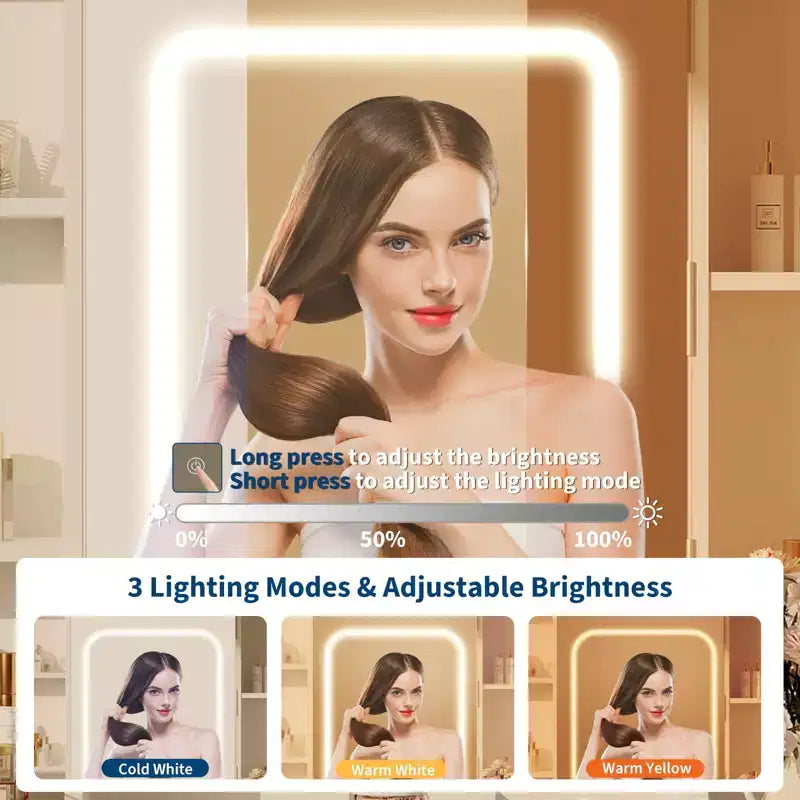 Toeletta con Specchio, Scrivania Trucco con Sgabello Imbottito, Tavolo da Trucco con Cassetti Portaoggetti, Porta Asciugacapelli, Set Toeletta per Camera da Letto