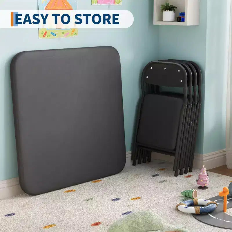 COZONY Set Pieghevole 3 Pezzi Tavolo e Sedie per Bambini, Set Attività/Pappa per Bambini Piccoli per Casa e Aula