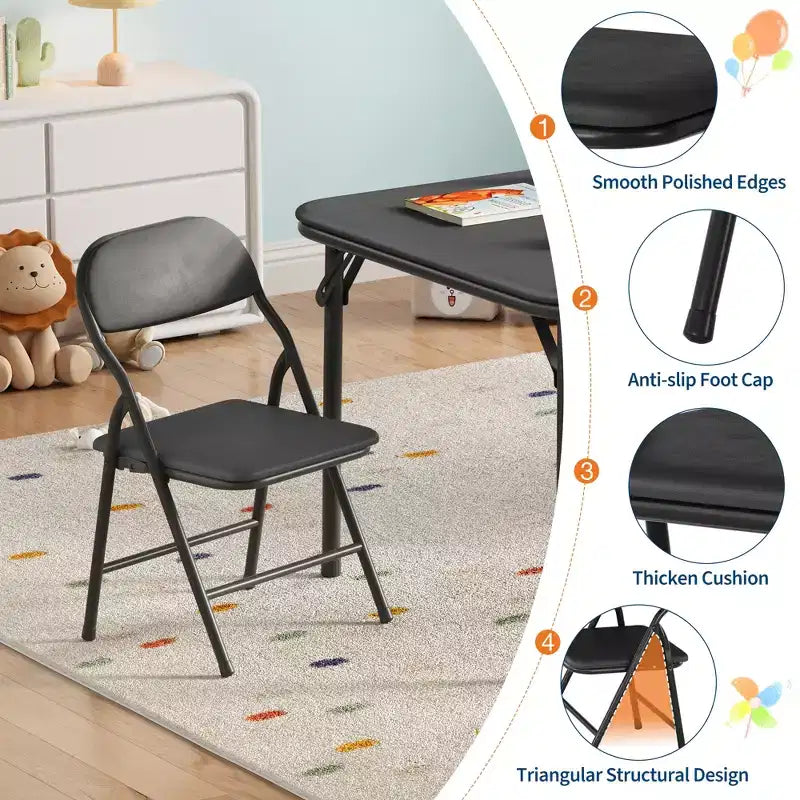 COZONY Set Pieghevole 3 Pezzi Tavolo e Sedie per Bambini, Set Attività/Pappa per Bambini Piccoli per Casa e Aula