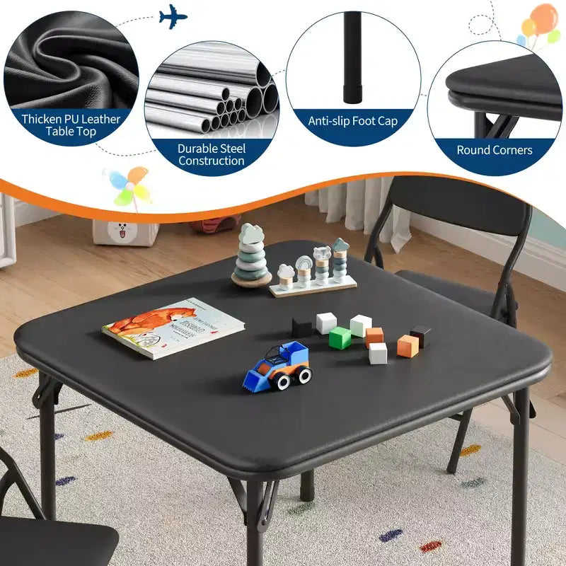 COZONY Set Pieghevole 3 Pezzi Tavolo e Sedie per Bambini, Set Attività/Pappa per Bambini Piccoli per Casa e Aula