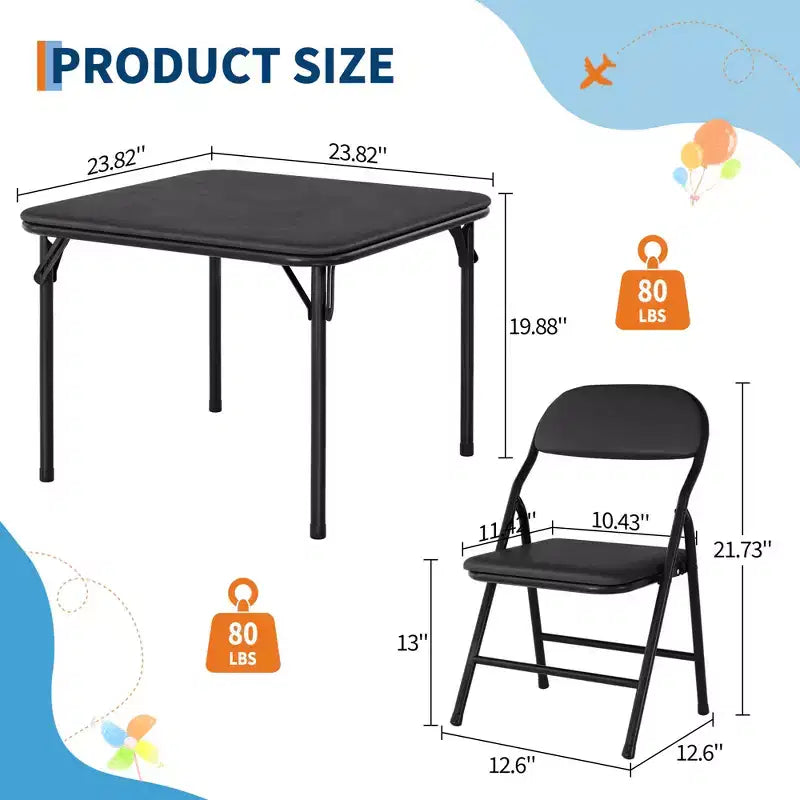 COZONY Set Pieghevole 3 Pezzi Tavolo e Sedie per Bambini, Set Attività/Pappa per Bambini Piccoli per Casa e Aula