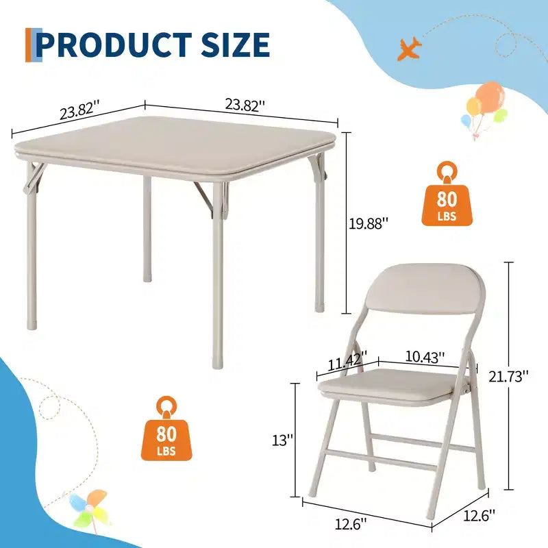 COZONY Set Pieghevole 3 Pezzi Tavolo e Sedie per Bambini, Set Attività/Pappa per Bambini Piccoli per Casa e Aula