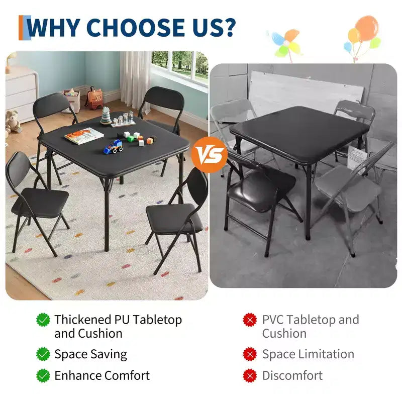 COZONY Set Pieghevole 3 Pezzi Tavolo e Sedie per Bambini, Set Attività/Pappa per Bambini Piccoli per Casa e Aula