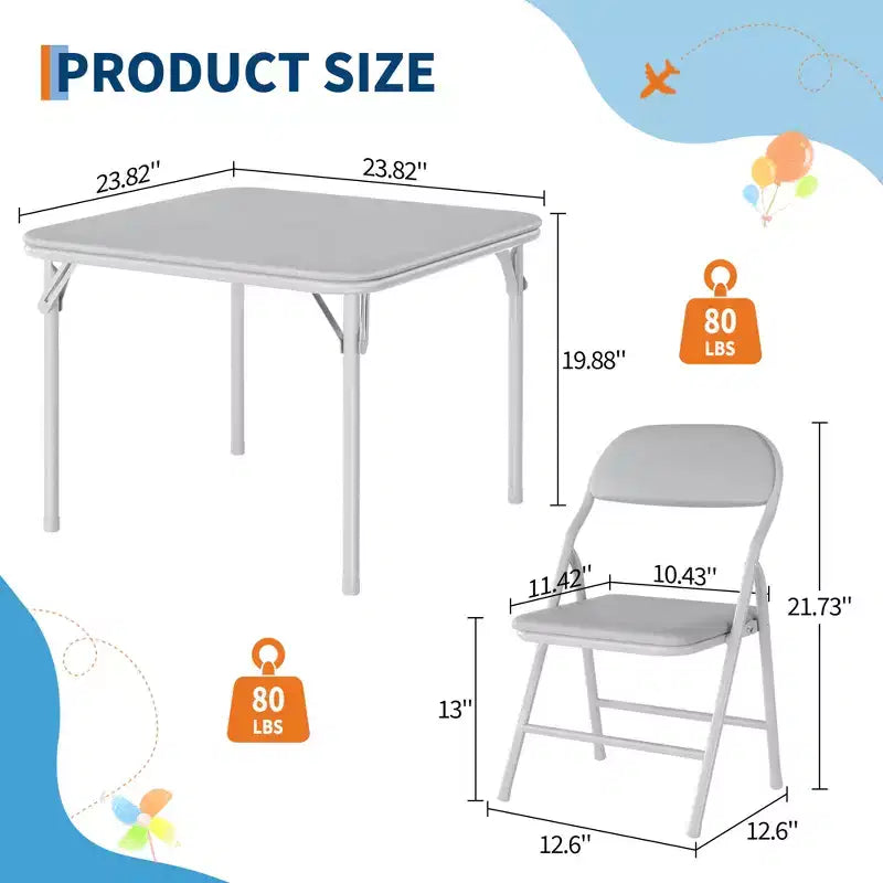 COZONY Set Pieghevole 3 Pezzi Tavolo e Sedie per Bambini, Set Attività/Pappa per Bambini Piccoli per Casa e Aula