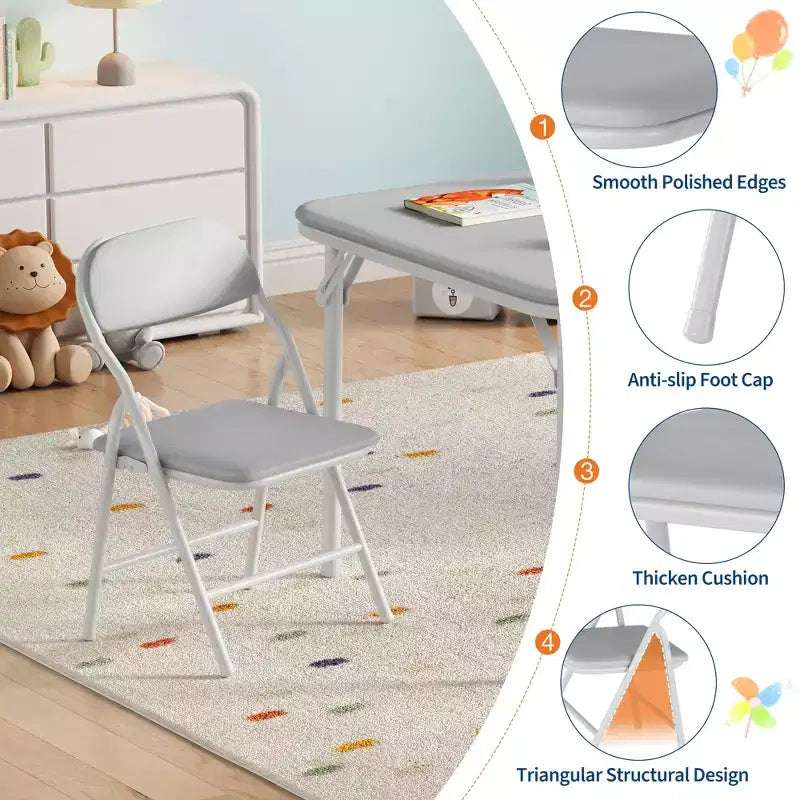 COZONY Set Pieghevole 3 Pezzi Tavolo e Sedie per Bambini, Set Attività/Pappa per Bambini Piccoli per Casa e Aula