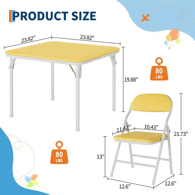 COZONY Set Pieghevole 3 Pezzi Tavolo e Sedie per Bambini, Set Attività/Pappa per Bambini Piccoli per Casa e Aula