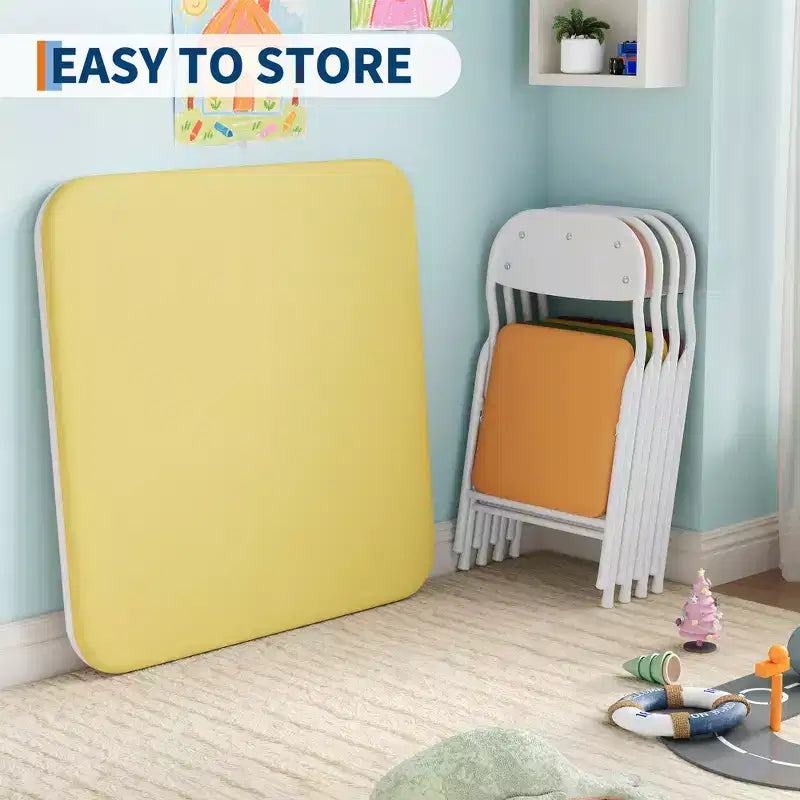 COZONY Set Pieghevole 3 Pezzi Tavolo e Sedie per Bambini, Set Attività/Pappa per Bambini Piccoli per Casa e Aula