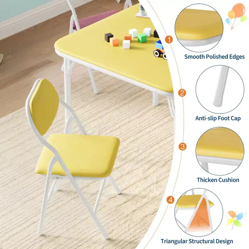 COZONY Set Pieghevole 3 Pezzi Tavolo e Sedie per Bambini, Set Attività/Pappa per Bambini Piccoli per Casa e Aula