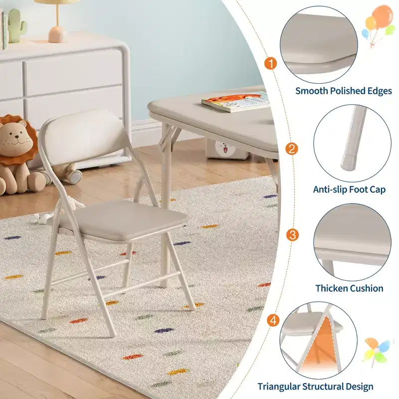 COZONY Set Pieghevole 3 Pezzi Tavolo e Sedie per Bambini, Set Attività/Pappa per Bambini Piccoli per Casa e Aula