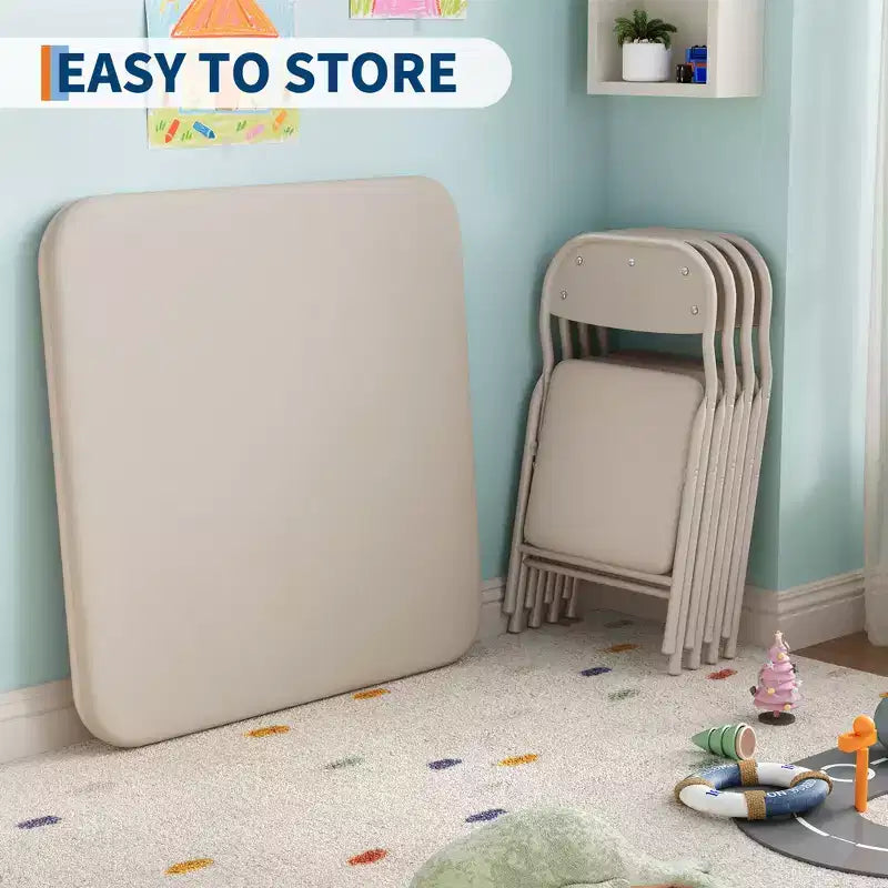 COZONY Set Pieghevole 3 Pezzi Tavolo e Sedie per Bambini, Set Attività/Pappa per Bambini Piccoli per Casa e Aula