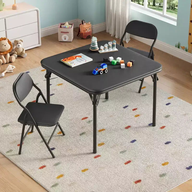 COZONY Set Pieghevole 3 Pezzi Tavolo e Sedie per Bambini, Set Attività/Pappa per Bambini Piccoli per Casa e Aula