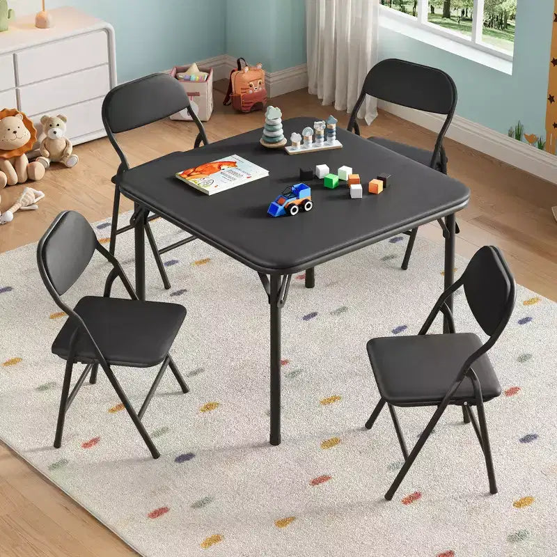 COZONY Set Pieghevole 3 Pezzi Tavolo e Sedie per Bambini, Set Attività/Pappa per Bambini Piccoli per Casa e Aula