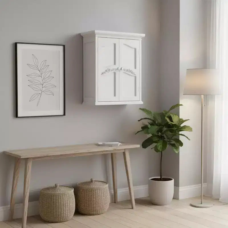 Pensile da parete rimovibile Teamson Home Versailles a 2 ante con ripiani interni regolabili, bianco