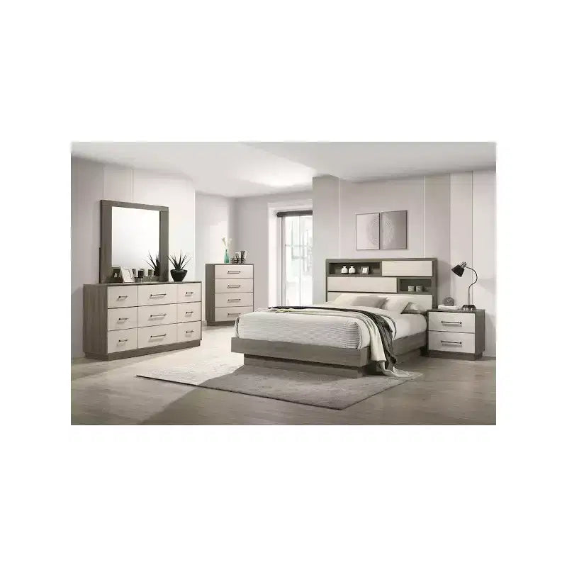 Coaster, Comodino a 2 cassetti Fenwick, Rovere Grigio