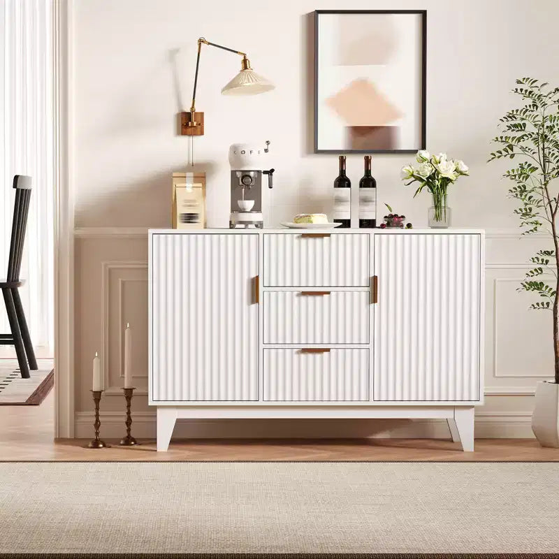 Mobile Contenitore da 47.2" L con 3 Cassetti, Credenza Grande con 2 Ante, Mobile TV Moderno a Metà Termine, Mobile Bar per Soggiorno, Cucina, Ingresso