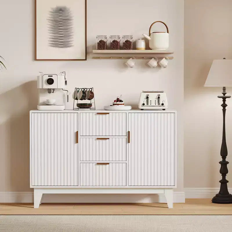 Mobile Contenitore da 47.2" L con 3 Cassetti, Credenza Grande con 2 Ante, Mobile TV Moderno a Metà Termine, Mobile Bar per Soggiorno, Cucina, Ingresso