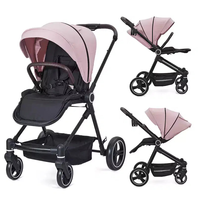 Passeggino per neonati, Passeggino pieghevole - Carrozzina alta per neonati e bambini, passeggino trasformabile con schienale reversibile