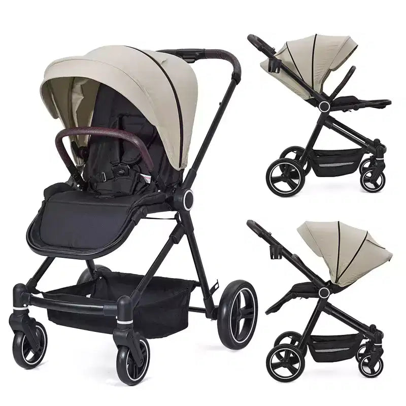 Passeggino per neonati, Passeggino pieghevole - Carrozzina alta per neonati e bambini, passeggino trasformabile con schienale reversibile