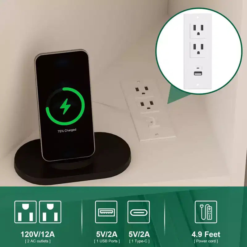 TROPOW Mobile TV ad Angolo per TV Fino a 55 Pollici con Presa di Corrente, Centro di Intrattenimento, Mobile TV in Legno con Armadietti e Ripiani Contenitori, Bianco