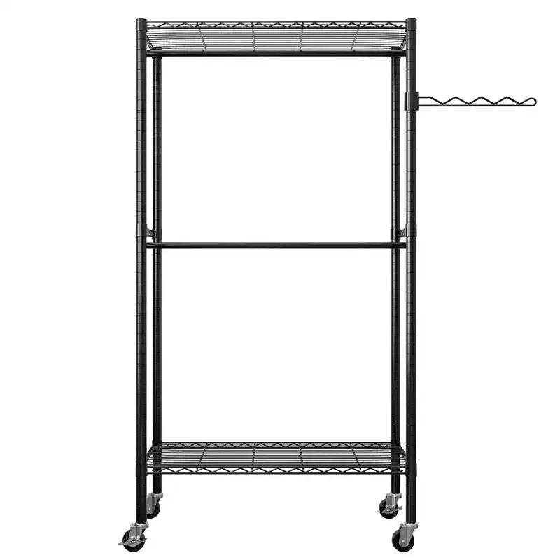 Karl Home Appendiabiti da terra in acciaio al carbonio nero con doppie barre trasversali 90x45x180 cm Spaziatura dei ripiani regolabile