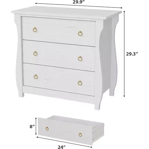 Comò a 3 cassetti per camera da letto, Comò alto 74,4 cm con cassetti portaoggetti indipendenti, Cassettiera in legno per soggiorno, camera da letto, ingresso