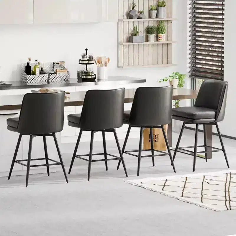 Set da pranzo da 5 pezzi in stile rustico con tavolo alto da bancone e 4 sedie imbottite, con ripiani portaoggetti a 3 livelli, grigio/naturale+bianco
