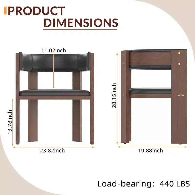 Acekool Set di 2 sedie da pranzo con struttura in legno di gomma, schienale curvo moderno e rivestimento in pelle PU per cucina e soggiorno