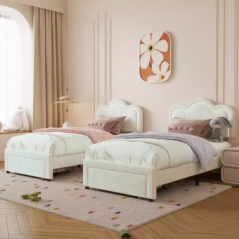 Struttura letto imbottita singola con testiera a montagna regolabile, base letto a piattaforma per bambini con supporto a doghe in legno e luce LED RGB