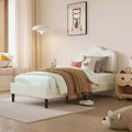 Twin Upholstered Bed Frame with Adjustable Mountain Headboard Kids Platform Bed Frame with Wooden Slats Support and RGB LED Light