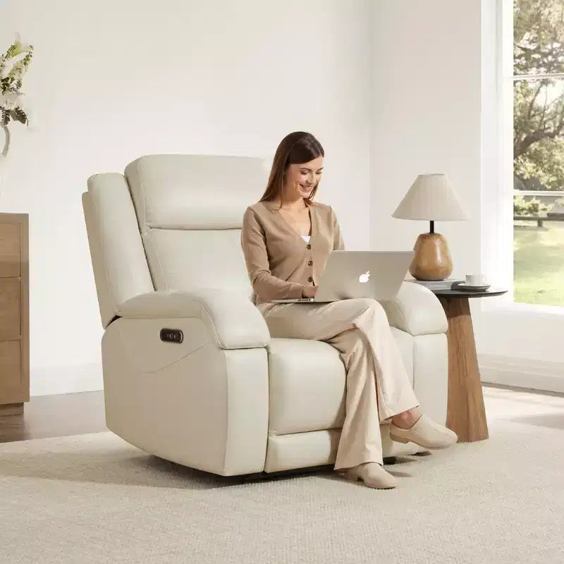 Poltrona Reclinabile Elettrica Spruce & Spring con Poggiatesta Elettrico e Porte di Ricarica