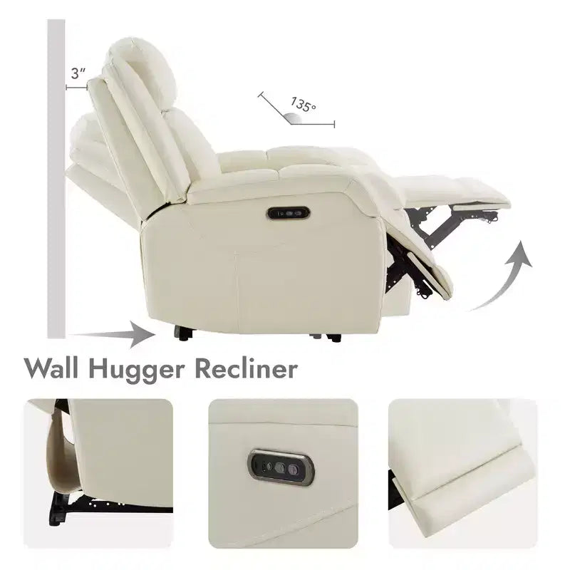 Poltrona Reclinabile Elettrica Spruce & Spring con Poggiatesta Elettrico e Porte di Ricarica