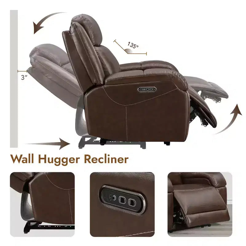 Poltrona Reclinabile Elettrica Spruce & Spring con Poggiatesta Elettrico e Porte di Ricarica