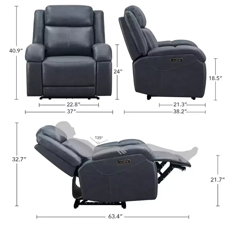 Poltrona Reclinabile Elettrica Spruce & Spring con Poggiatesta Elettrico e Porte di Ricarica