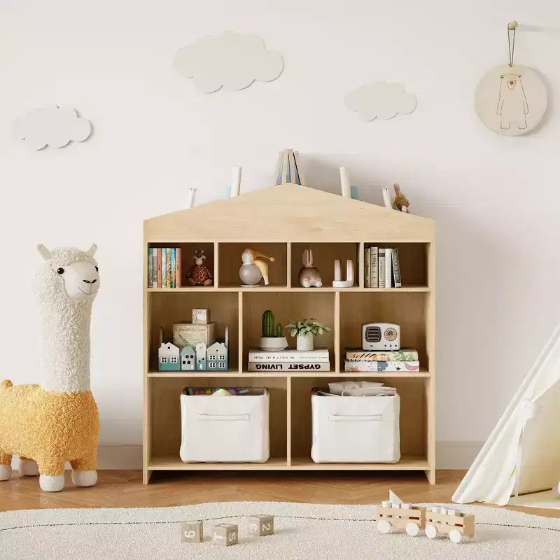 41 Organizer per giocattoli, Libreria e scaffale in legno a 9 cubi per bambini, Robusto armadietto per giocattoli per sala giochi, cameretta, stanza dei bambini