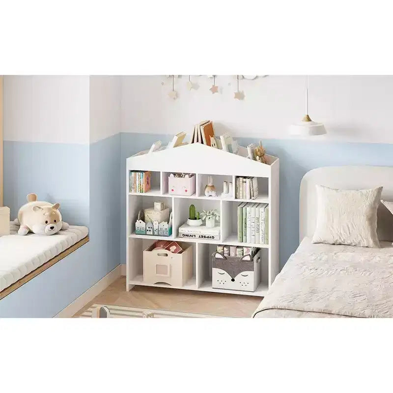 41 Organizer per giocattoli, Libreria e scaffale in legno a 9 cubi per bambini, Robusto armadietto per giocattoli per sala giochi, cameretta, stanza dei bambini