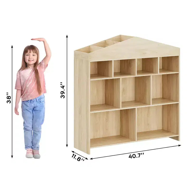 41 Organizer per giocattoli, Libreria e scaffale in legno a 9 cubi per bambini, Robusto armadietto per giocattoli per sala giochi, cameretta, stanza dei bambini