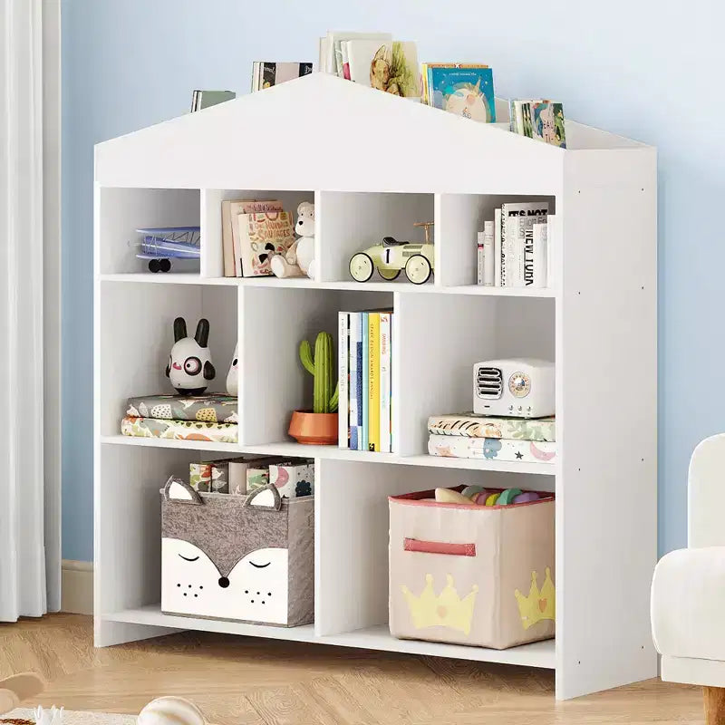COZONY 41 Toy Storage Organizer, 9-Cubby Wooden Kids Bookshelf & Bookcase, Sturdy Toy Shelf Cabinet for Playroom, Nursery, Kids Room