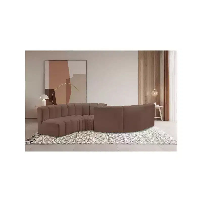 Meridian Furniture, divano modulare Arc in pelle vegana marrone