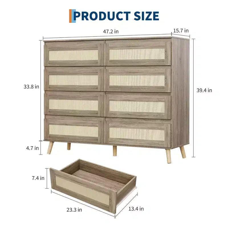 Cassettiera a 6 cassetti in rattan, cassettiera doppia con cassetti profondi, cassettiera per armadio con piano largo, per camera da letto, ingresso, corridoio, soggiorno