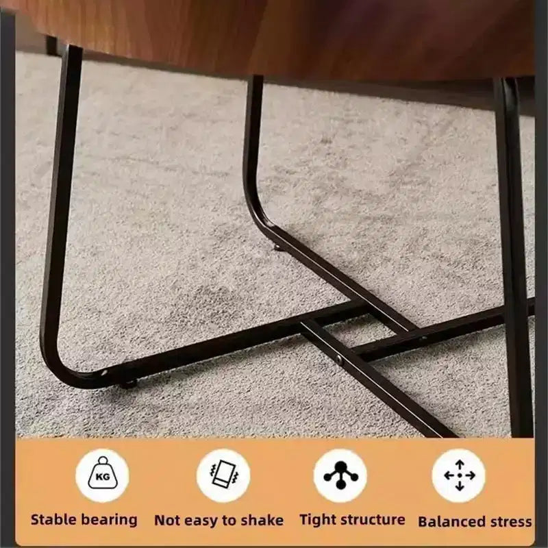 Acekool Set di Tavolini Nido, 2 Tavolini Rotondi, Piano in MDF Finitura Noce con Bordo Rialzato, Gambe in Metallo Intercambiabili, Design Salvaspazio